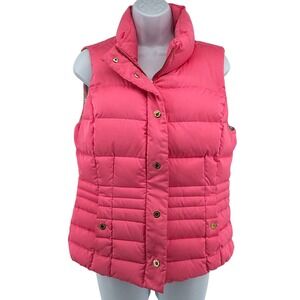 Lilly Pulitzer Puffer Down Vest Preppy Outdoor Travel Chic Women M Pink